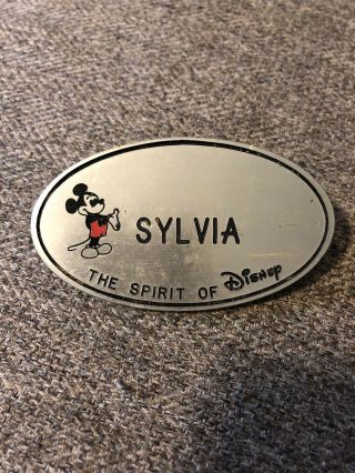 Walt Disney World The Spirit Of Disney Cast Member Name Tag Badge Sylvia (rare)