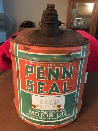 Penn Seal Quaker State Motor Oil 5 Gallon Can City Pennsylvania Advertising Rare