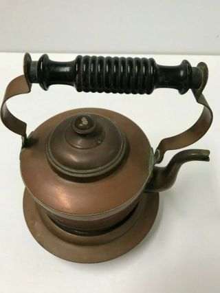 Vintage Antique Copper & Brass Tea Kettle Hand Made with Lid & Handle & Base 3