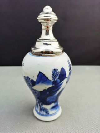 Extremely Fine 18th Chinese Antique Blue And White Kang Xi Period Vase V Rare
