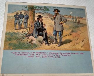 Rare Antique Victorian American Civil War Grants Interview Pemberton Trade Card