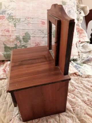 Vintage Handcrafted Wooden Doll Dresser with Mirror/Drawers for Larger Dolls 3