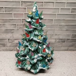 Vintage Ceramic Christmas Tree Holland Mold Rare Shaped Lights No Base 10 " Tall