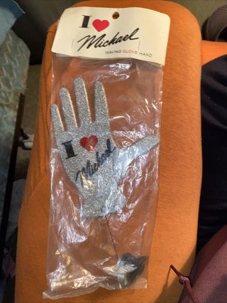 Rare Vintage Mip Michael Jackson Waving Glitter Glove Hand With Suction Cup