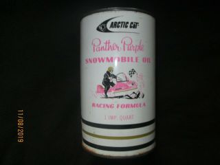 Rare Vintage 1960s 1970s Arctic Cat Panther Purple Snowmobile Oil Tin Can Full