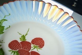 Rare Vintage Macbeth Evans Petalware Salad Plate 8 " Strawberries Monax Glass Htf