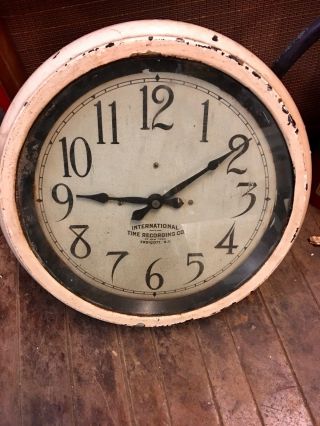 Vintage Rare Old International Time Recording Co Antique,  Clock Old Paint.