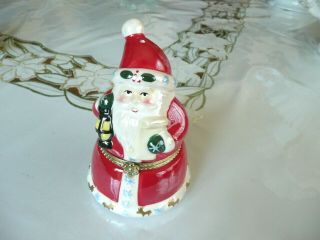 Collectible Vtg Antique Musical Santa Claus Trinket Jewelry Box Christmas Music