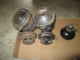 2 Antique Carriage Lamps And One Good Fuel Cannister