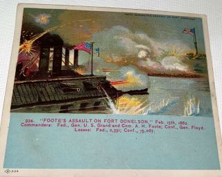 Rare Antique Victorian American Civil War Assault On Fort Donelson Trade Card