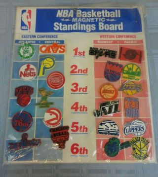 Vtg Nba Basketball Magnetic Standings Board With 23 Team Magnets Rare