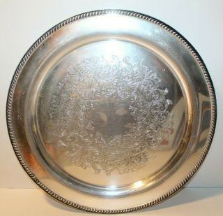 Vintage WM Rogers Silver Plated Round Community Plate or Tray Large 14.  5 