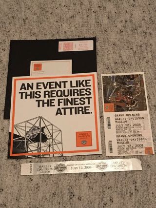 Rare Harley Davidson Grand Opening The Museum 7/ 12 / 08 Brochure Ticket