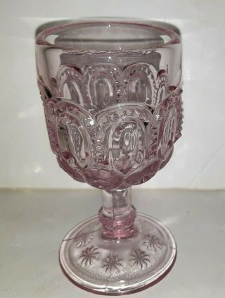 Vintage L.  E.  Smith Rare Ice Pink Moon And Star 4.  5 Inch Wine Juice Glass Goblet