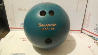 Vintage Brunswick Bowling Ball Rhino (blue Green ?) Drilled 15 Pounds Rare
