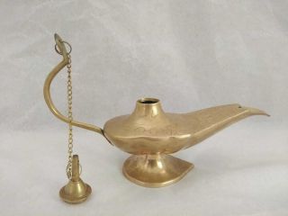 Antique Brass Aladdin Genie Oil Lamp Aladdin Chirag Incense Burner Vintage Gift