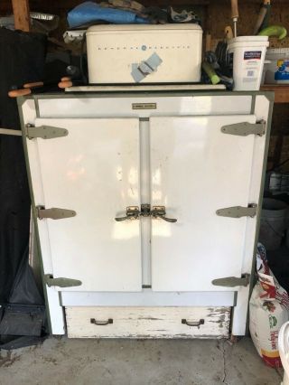 Rare Antique Double Door Ge Monitor Top Refrigerator