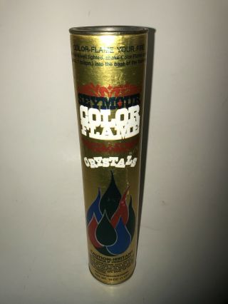 Color Flame Fireplace Crystals 16 Oz.  Canister Fire Gold Seymour Vintage