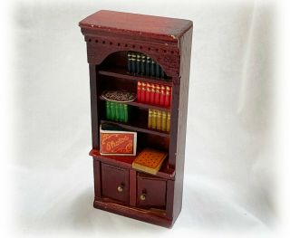 1 " Scale Vintage Dollhouse Miniature Wood Bookshelf Dental Molding,  Books 1:12