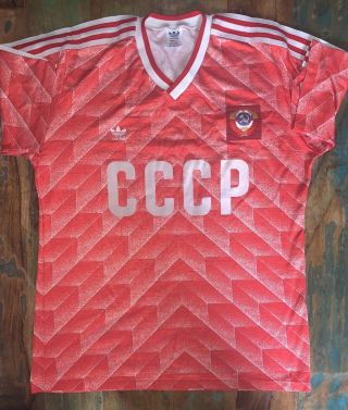 1988 - 89 Russia,  Cccp,  Ussr Adidas Football Shirt (home) - Extremely Rare (l) Good