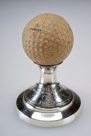 Rare Antique Vintage 1937 Dunlop Golf Ball Silverplate Hole In One Trophy