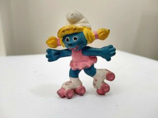 Vintage 1970s Smurfette Roller Skate Smurf Minimodels Figure Toy Argentina Rare