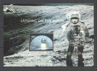 F0621 2000 Usa Landing On The Moon Rare Silver Overprint Apollo 11 Bl Mnh