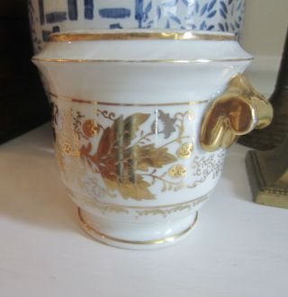 Antique White And Gold Porcelain Chinoiserie Cachet Pot - Vintage
