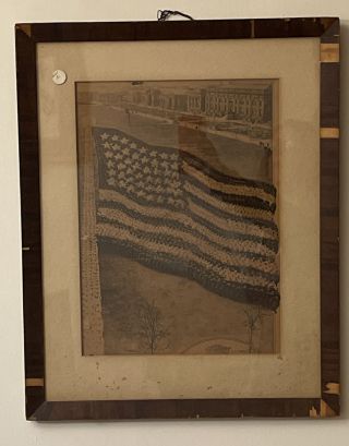 Rare Antique Wwi Military Picture Navy Form United States Flag