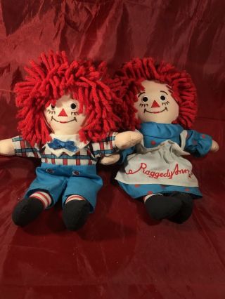 Vintage 1991 8” Raggedy Ann And Andy By Applause Soft Body