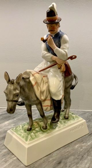 Rare Large Herend Figurine 5592 Hungarian Man On Donkey Perfect Signed