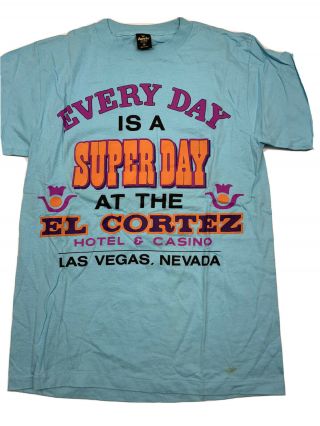 Vintage Las Vegas Rare Casino T - Shirt El Cortez Hotel S/m Single Stitch Usa Made