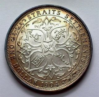 Straits Settlements 1904 - B Silver Dollar Choice Uncirculated Very Rare