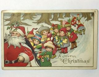 1920s Santa Claus Christmas Children Parade Embossed Postcard Antique 55 E