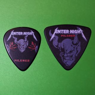 Metallica Enter Night Pilsner Beer Set Of 2 Guitar Pick Plectrum Mega Rare