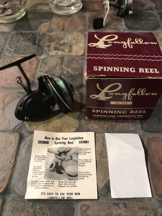 Vintage Longfellow Sr3001 Spinning Reel Fraser Michigan Box Directions