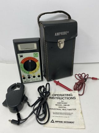 Vintage Amprobe Digital Industrial Multimeter Am - 4b Leads With Case