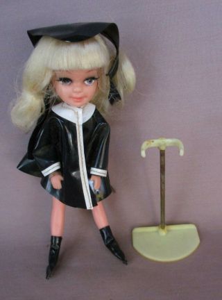 Vintage Uneeda Tiny Teens Doll 1967 Platinum Raincoat,  Boots,  Hat,  Stand