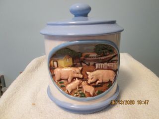 Vintage Hershey Mold 3d Pig And Farm Cookie Jar 8 " X 7 " Rare