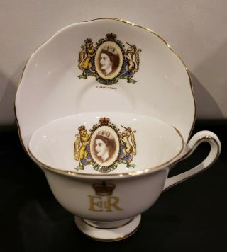 Royal Albert Queen Elizabeth Ii Coronation Tea Cup & Saucer Avon Shape 1953