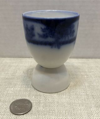 Antique Flow Blue Double Egg Cup 3 1/2 "