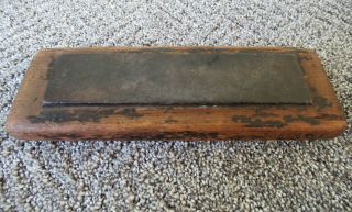 Antique Sharpening Stone Whetstone Primitive Wood Case,  Fine Grit,  Square Nails