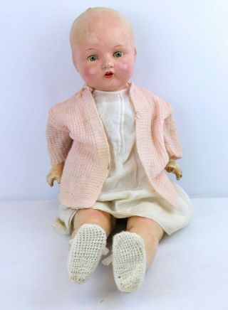 Vintage Composition/cloth Baby Doll 27  Sleepy Eyes And Teeth With Outfit