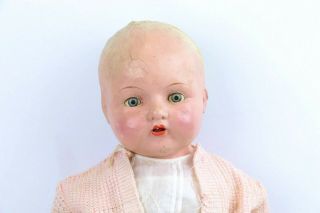 Vintage Composition/Cloth Baby Doll 27  Sleepy Eyes and Teeth with Outfit 2