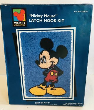Rare Vtg Caron Latch Hook Kit - Mickey Mouse - D0010 - Kit Started