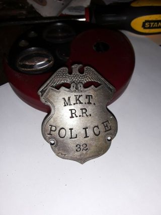 Rare M.  K.  T.  Railroad Police Badge Sterling
