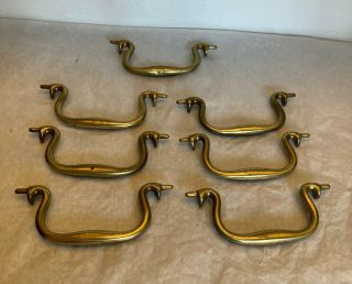 7 Bail Handles For Drop Pull Repair Aged Solid Brass 3 1/4 Center A 611