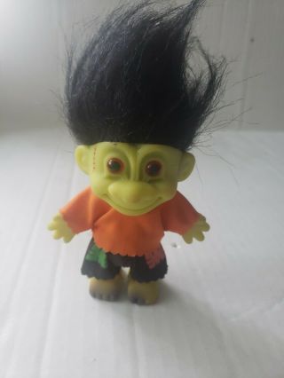 Vintage Russ 5 " Troll Frankenstein Monster With Black Hair Doll Halloween