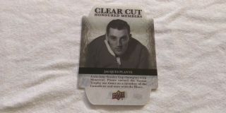 2020 - 21 Upper Deck Clear Cut Honoured Members Jacques Plante Card Sp /100 Rare