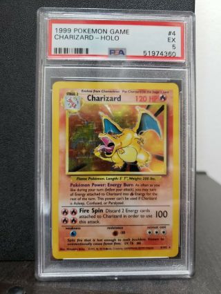 Pokémon 1999 Charizard 4/102 Holo Base Set Psa 5 Ex